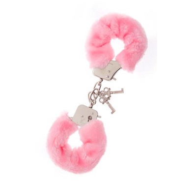 Kajdanki-METAL HANDCUFF WITH PLUSH PINK